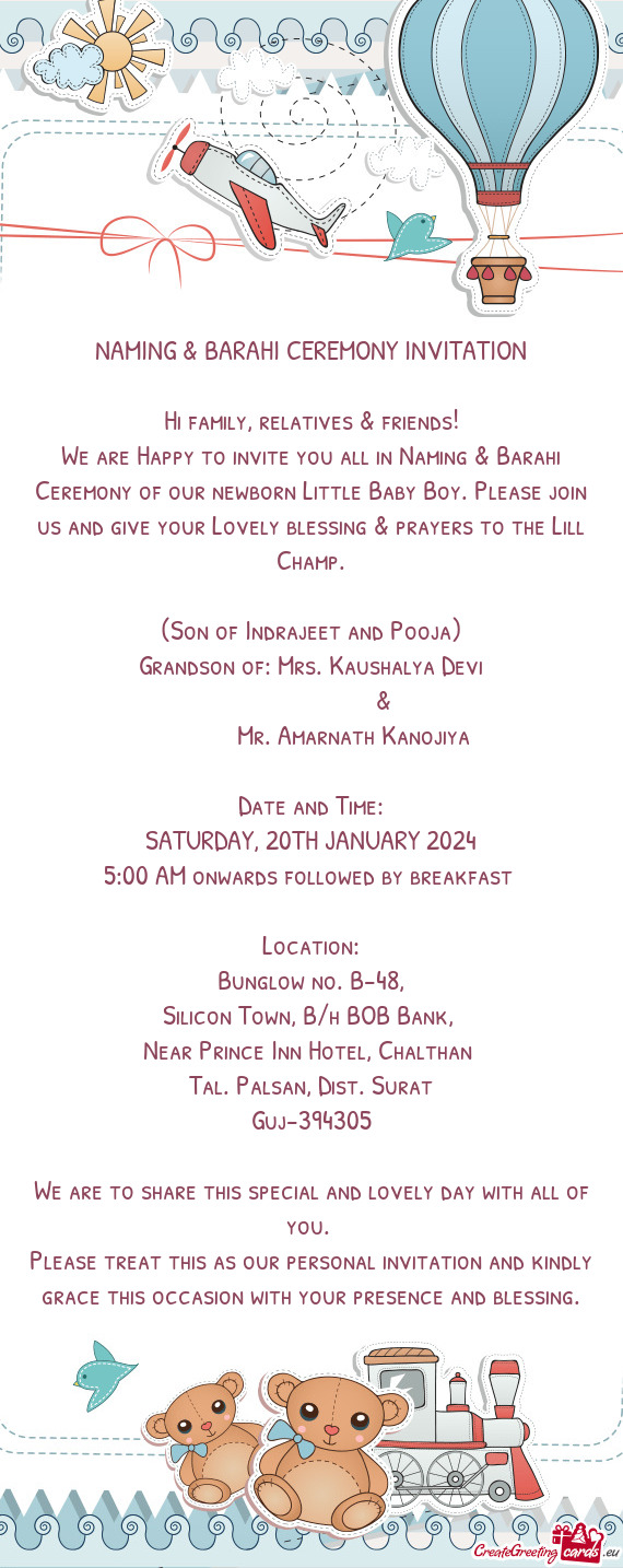 NAMING & BARAHI CEREMONY INVITATION