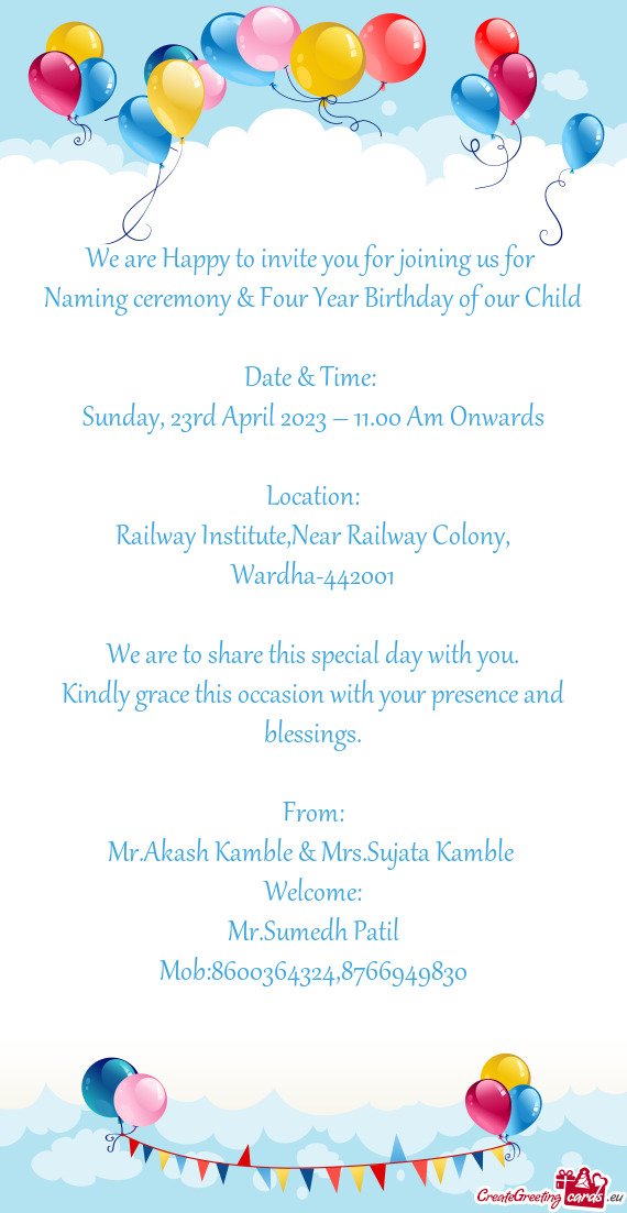 Naming ceremony & Four Year Birthday of our Child