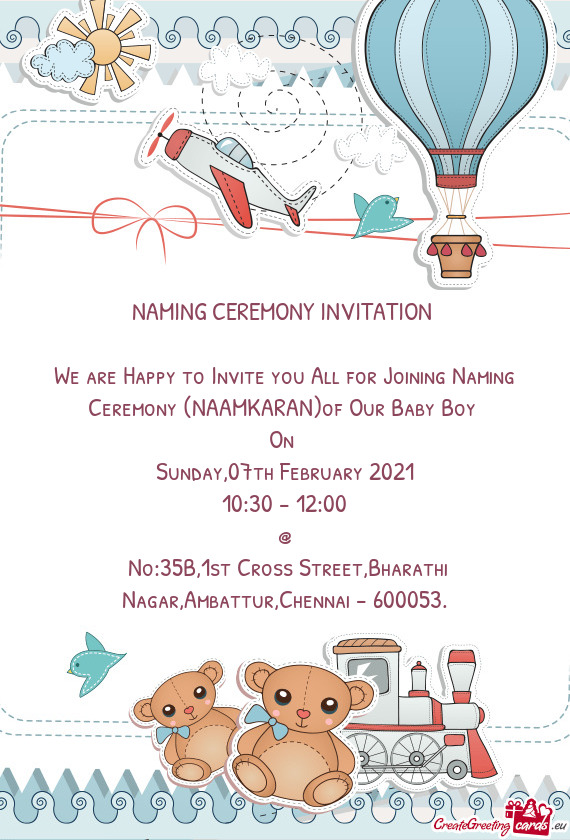 NAMING CEREMONY INVITATION     We are Happy to Invite you