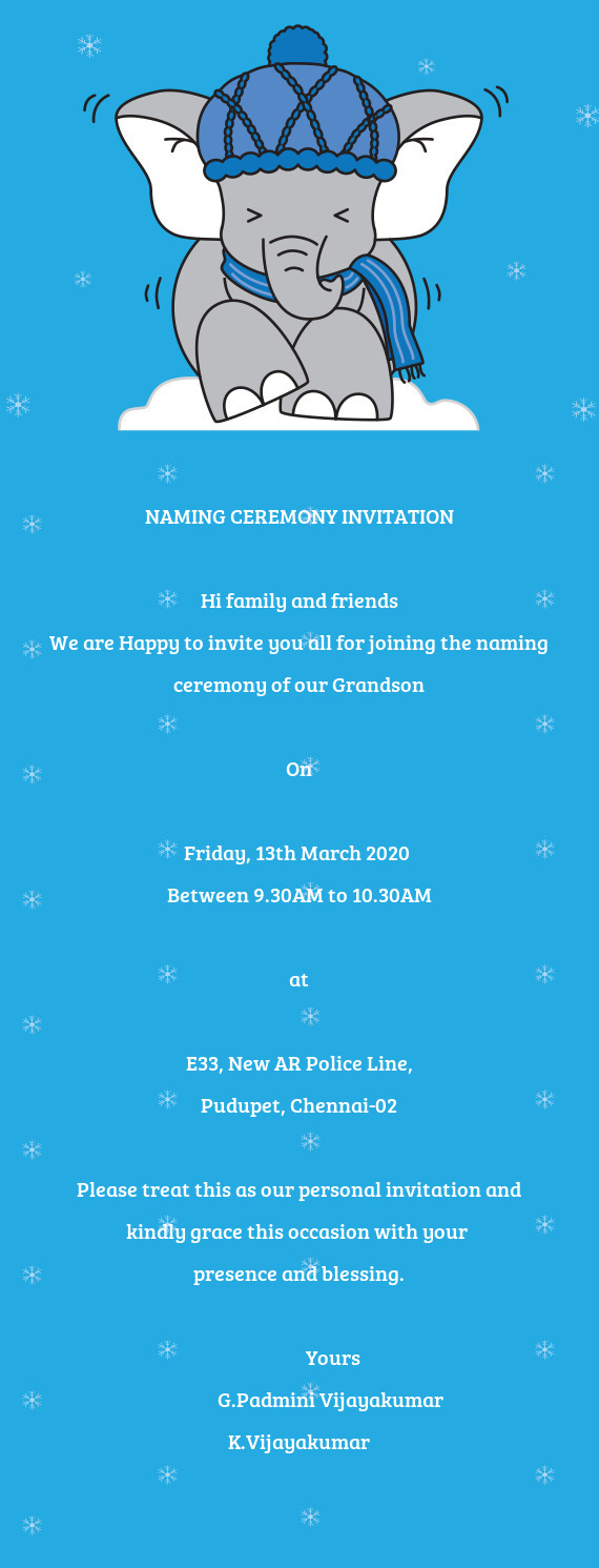 NAMING CEREMONY INVITATION    Hi family and friends  We