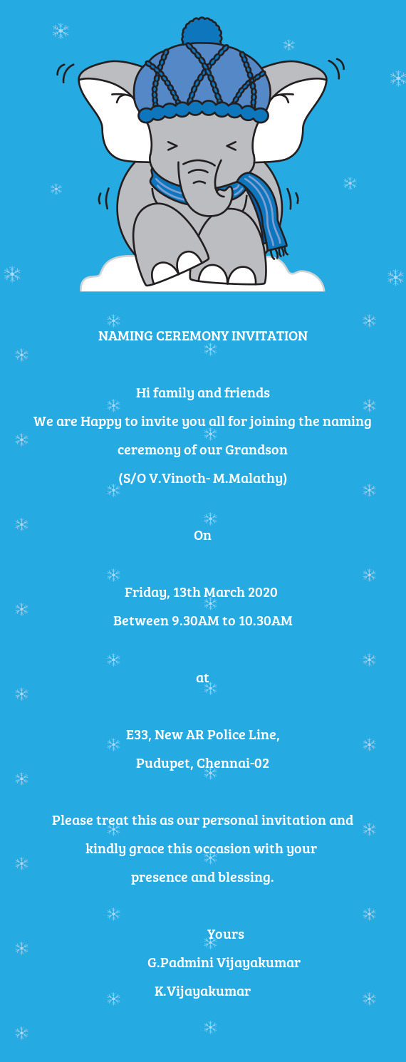 NAMING CEREMONY INVITATION    Hi family and friends  We