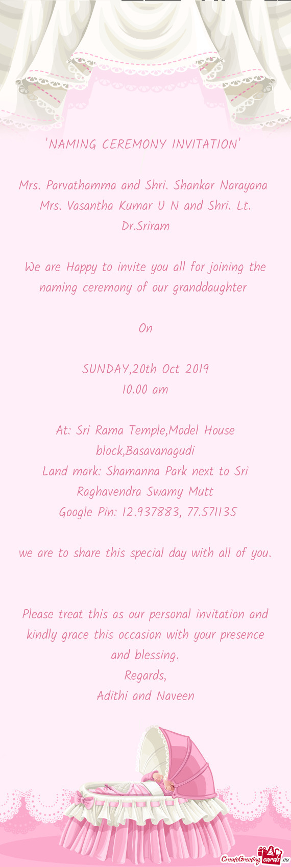 "NAMING CEREMONY INVITATION"