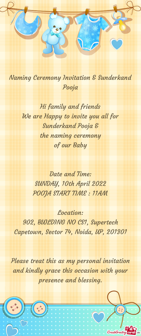 Naming Ceremony Invitation & Sunderkand Pooja