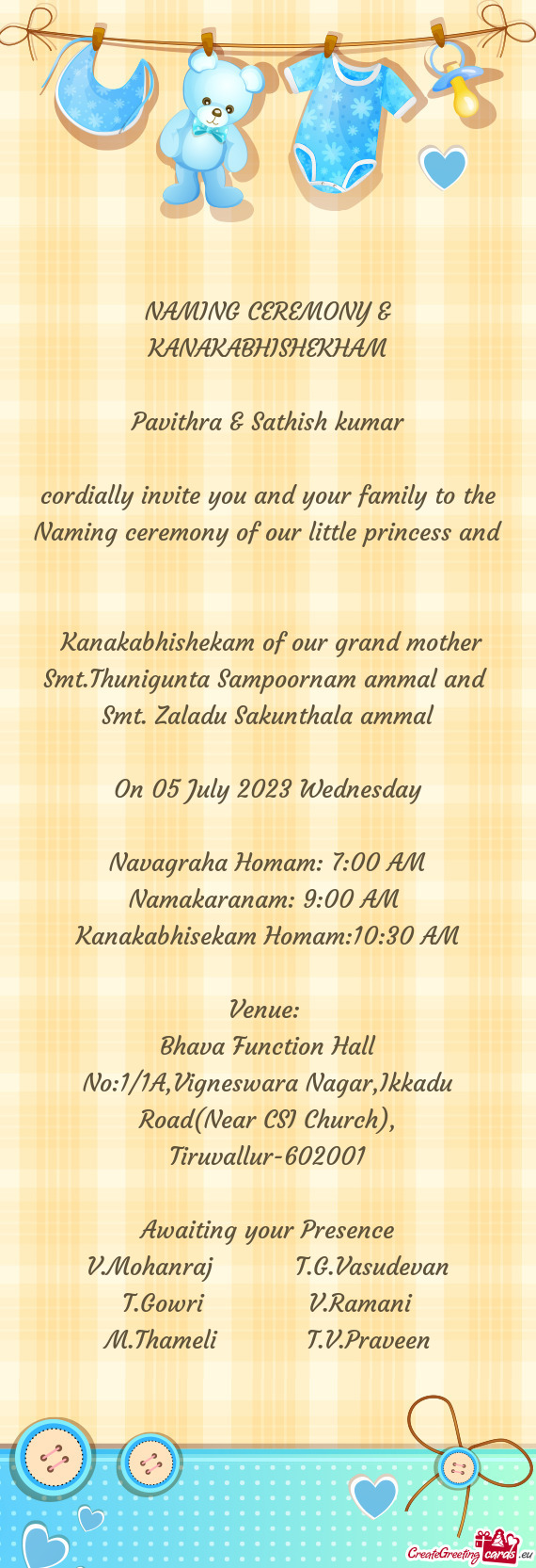 NAMING CEREMONY & KANAKABHISHEKHAM