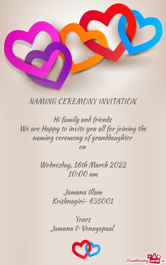 Naming ceremony of granddaughter