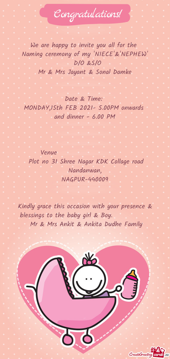 Naming ceremony of my "NIECE"&"NEPHEW"