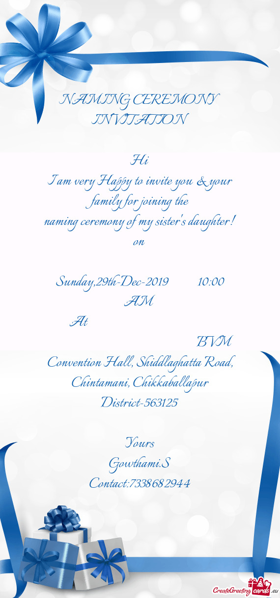 Naming ceremony of my sister