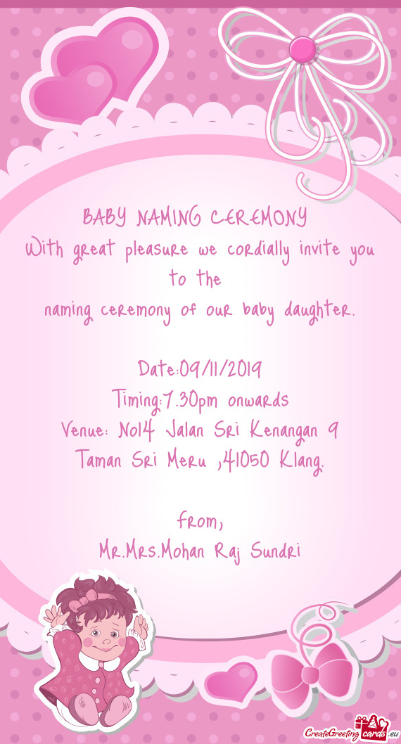 Naming ceremony of our baby daughter