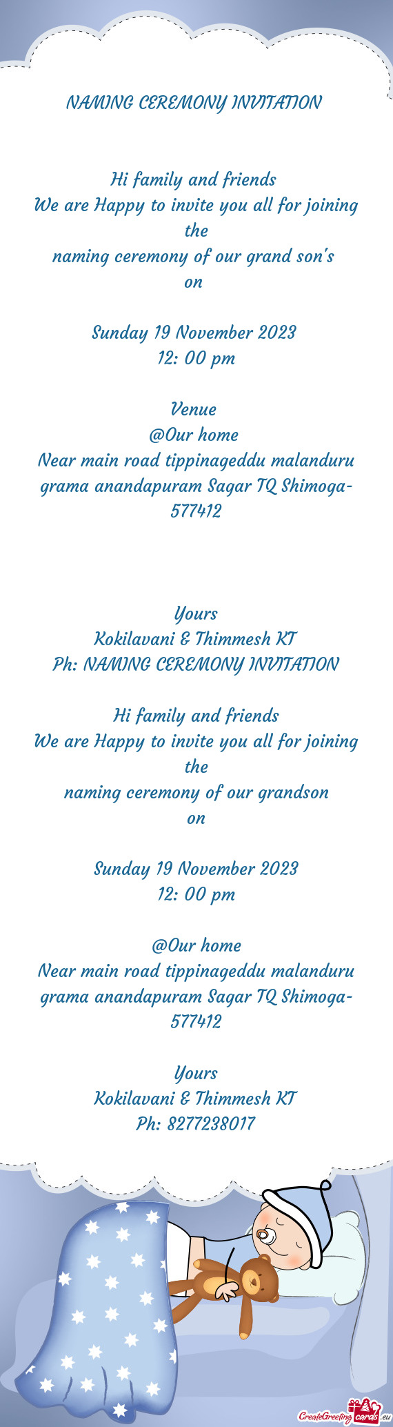 Naming ceremony of our grand son