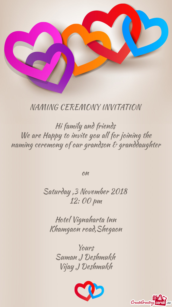 Naming ceremony of our grandson & granddaughter