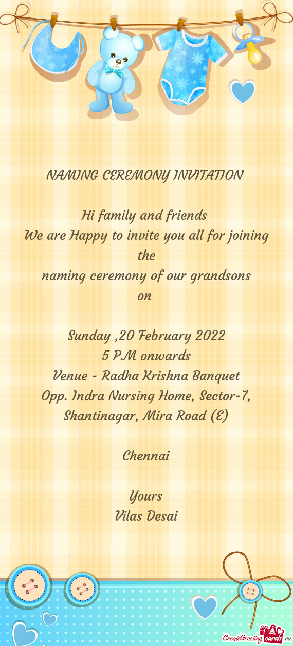 Naming ceremony of our grandsons