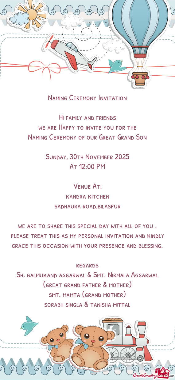 Naming Ceremony of our Great Grand Son