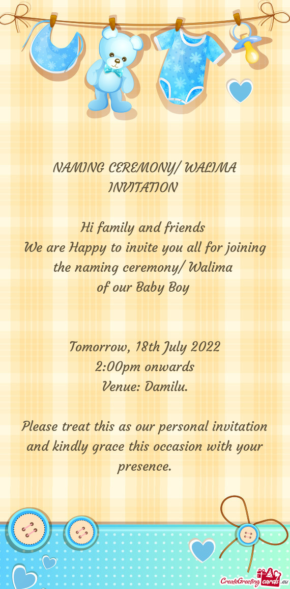 NAMING CEREMONY/ WALIMA INVITATION