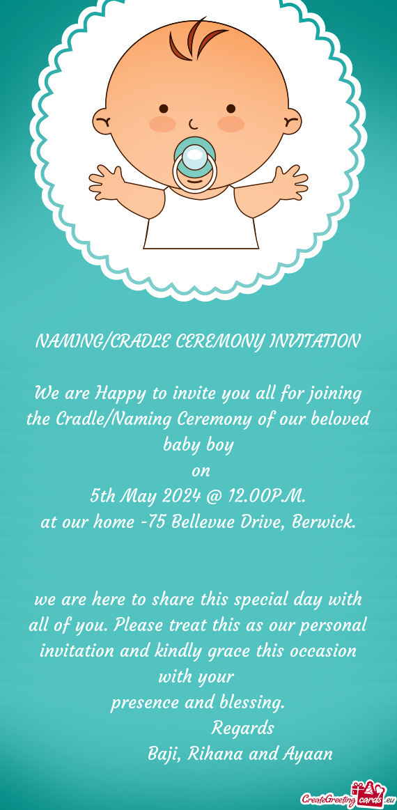 NAMING/CRADLE CEREMONY INVITATION