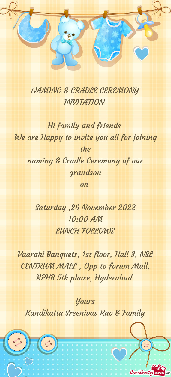 Naming & Cradle Ceremony of our grandson