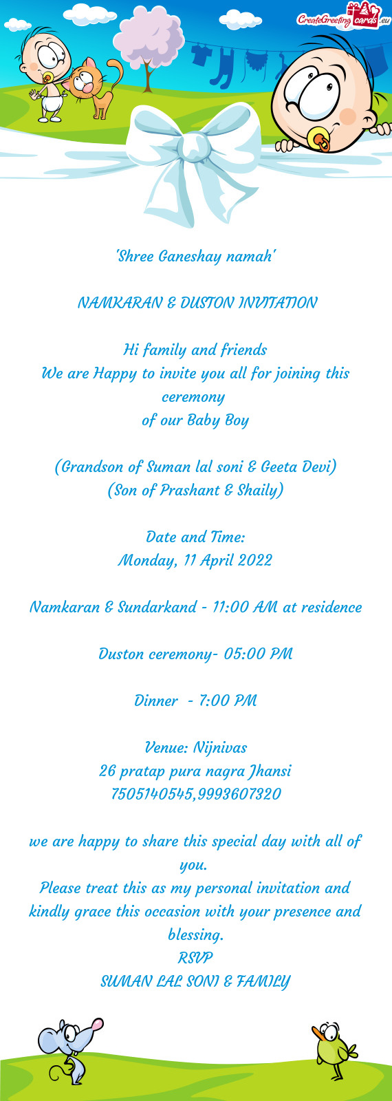 NAMKARAN & DUSTON INVITATION