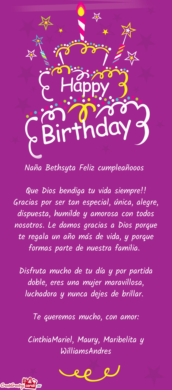 Naña Bethsyta Feliz cumpleañooos