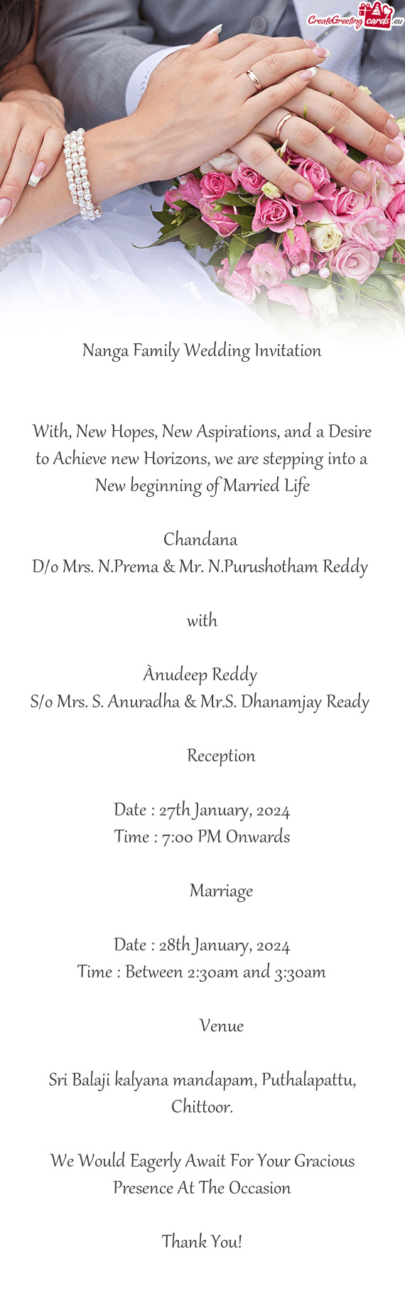 Nanga Family Wedding Invitation