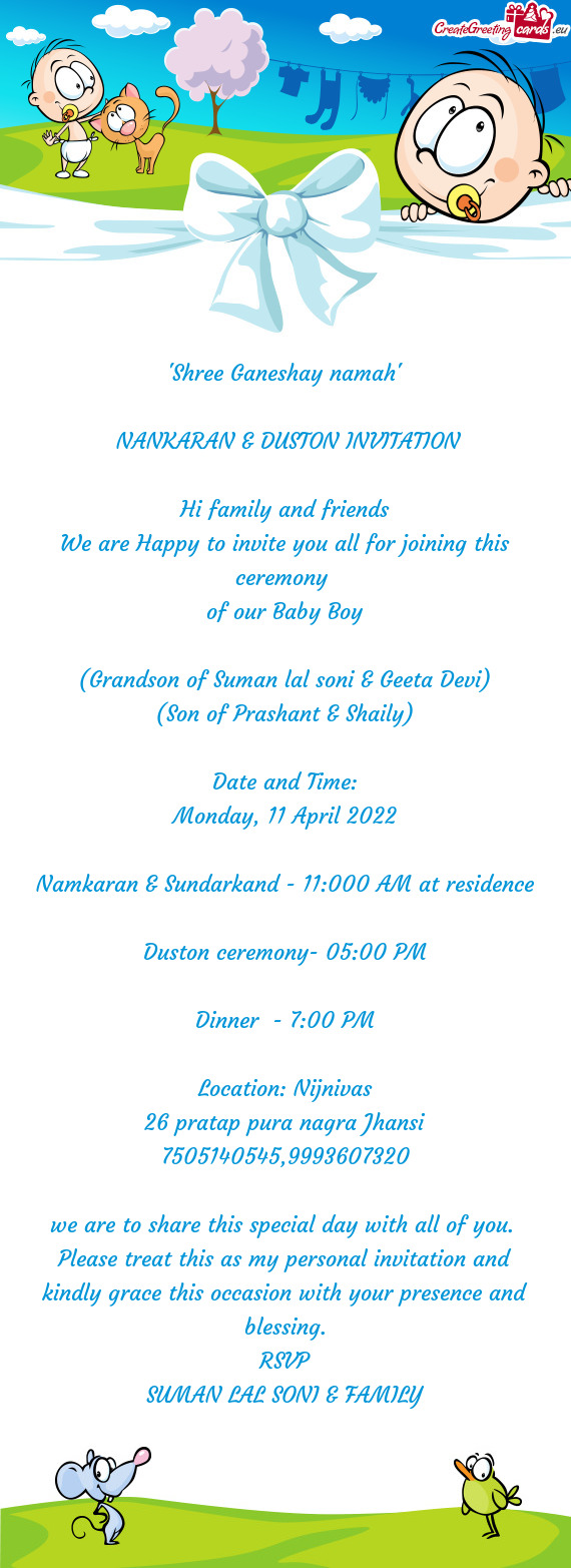 NANKARAN & DUSTON INVITATION