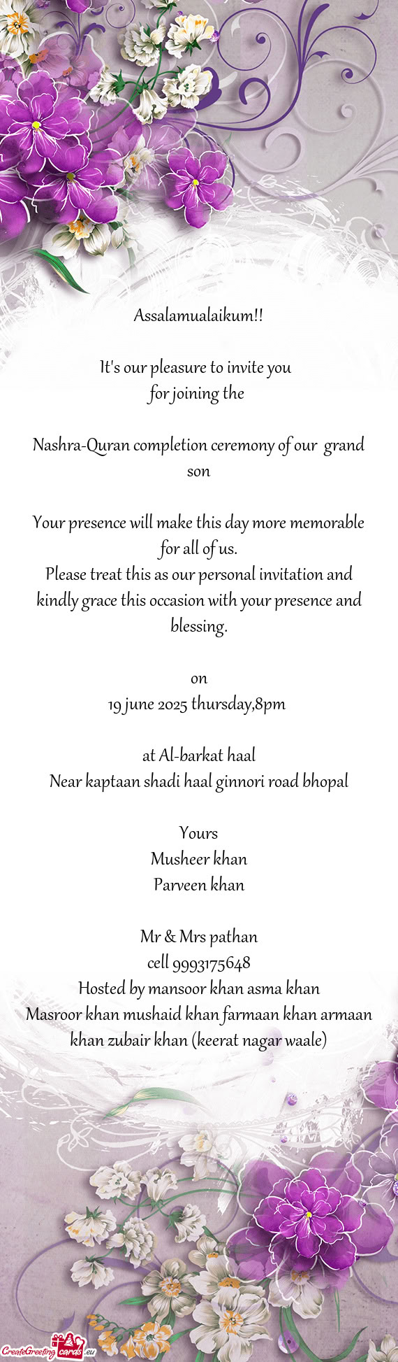 Nashra-Quran completion ceremony of our grand son