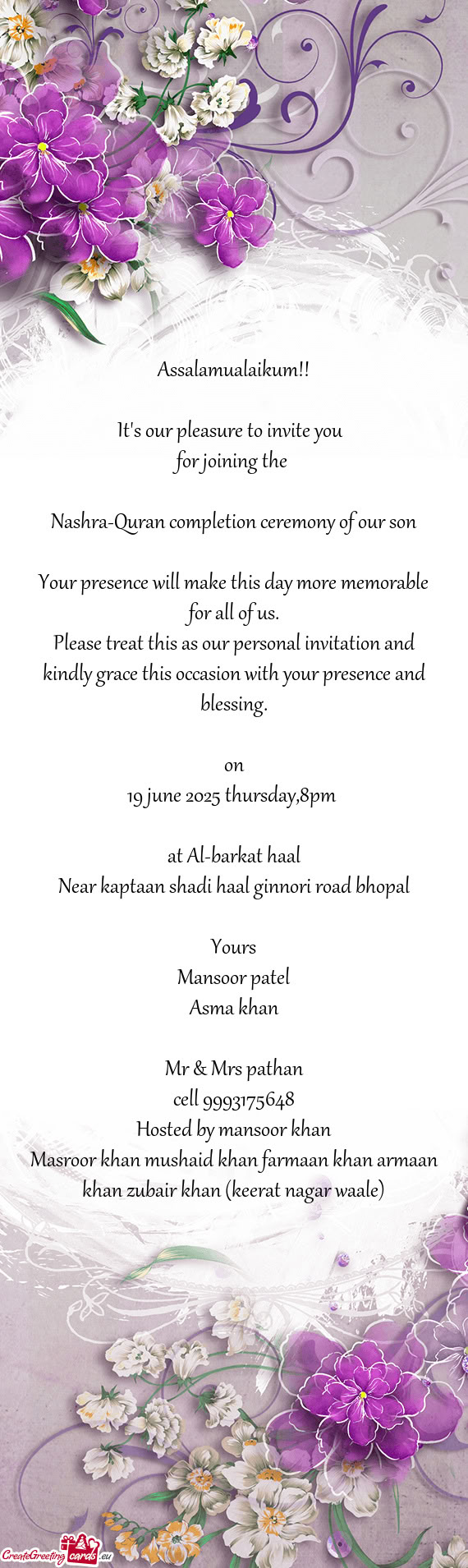 Nashra-Quran completion ceremony of our son