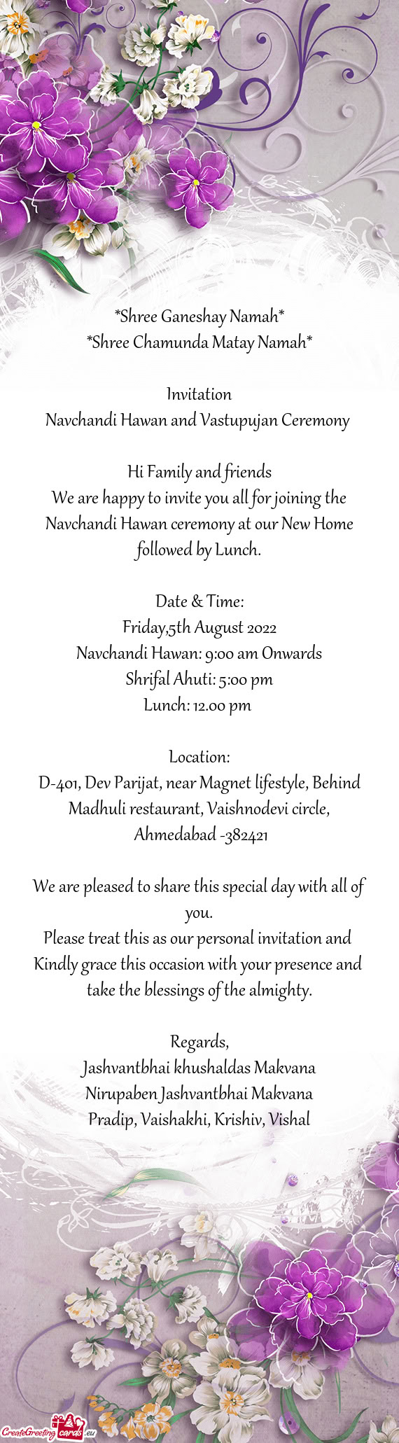 Navchandi Hawan ceremony at our New Home followed by Lunch