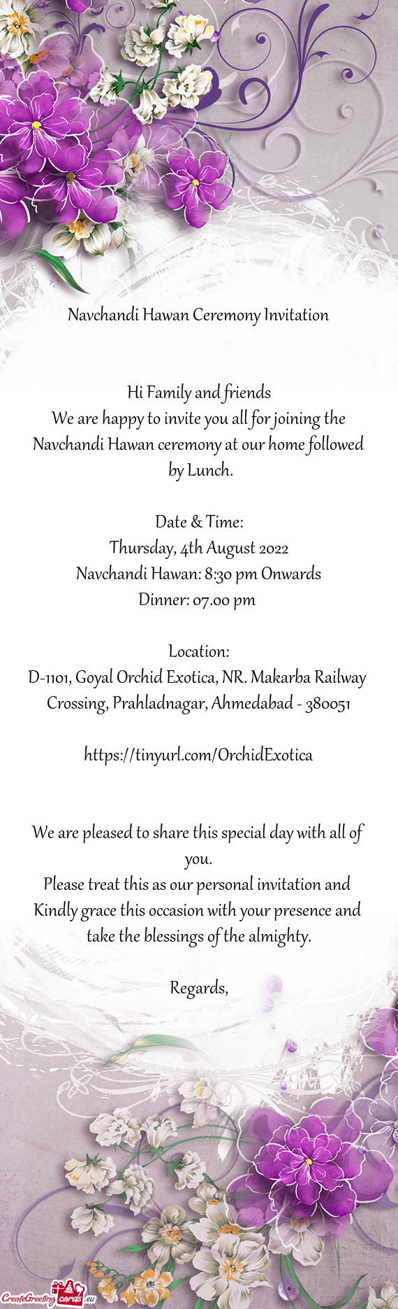 Navchandi Hawan Ceremony Invitation