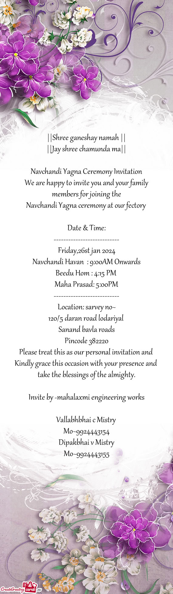 Navchandi Yagna ceremony at our fectory