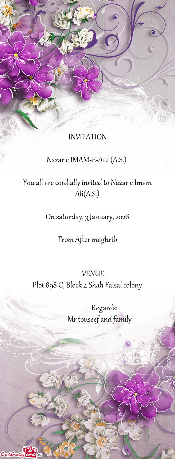 Nazar e IMAM-E-ALI (A.S.)