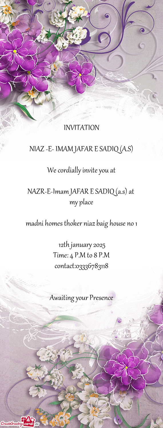 NAZR-E-Imam JAFAR E SADIQ (a.s) at