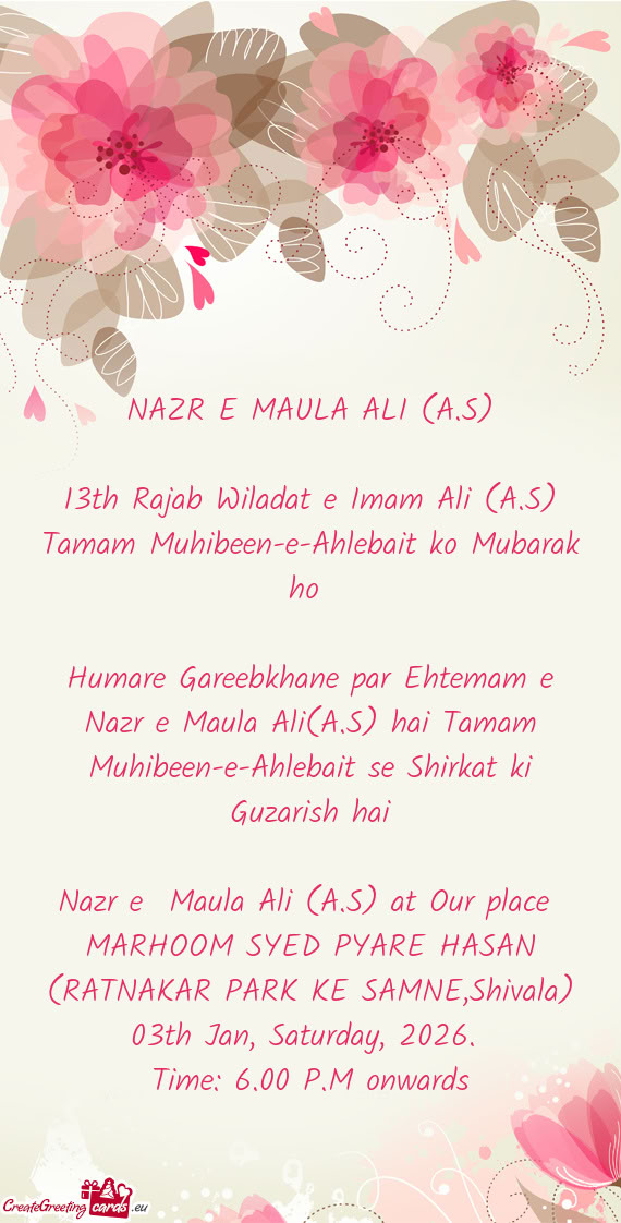 NAZR E MAULA ALI (A.S)