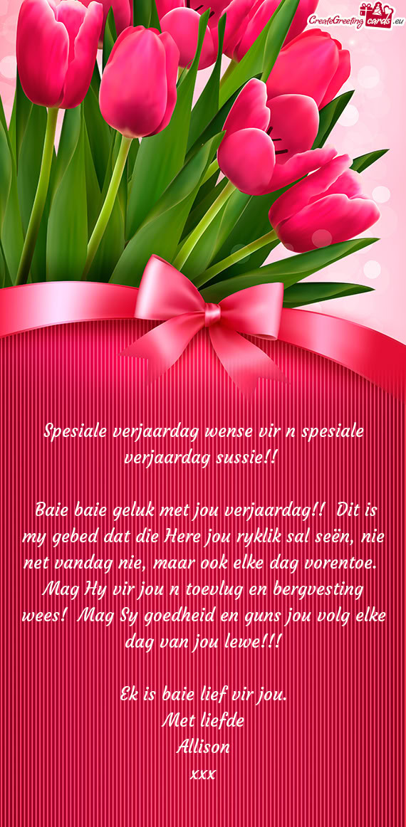 Ndag nie, maar ook elke dag vorentoe. Mag Hy vir jou n toevlug en bergvesting wees! Mag Sy goedhei