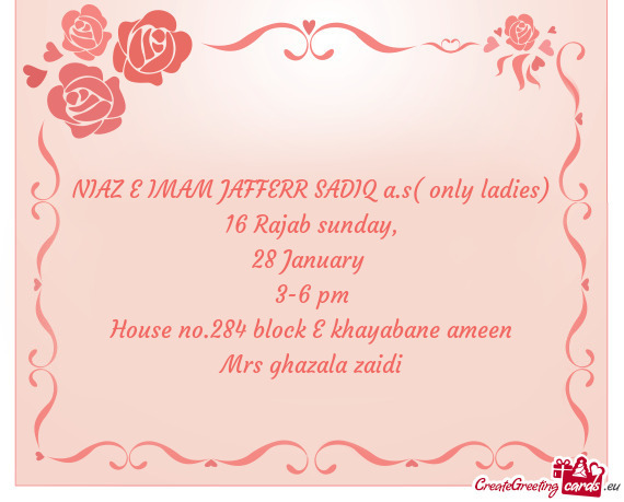 NIAZ E IMAM JAFFERR SADIQ a.s( only ladies)