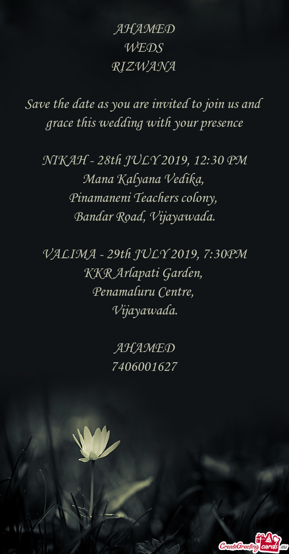 NIKAH - 28th JULY 2019, 12:30 PM