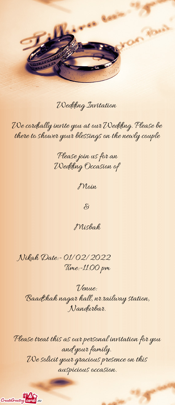 Nikah Date:- 01/02/2022       Time:-11:00 pm