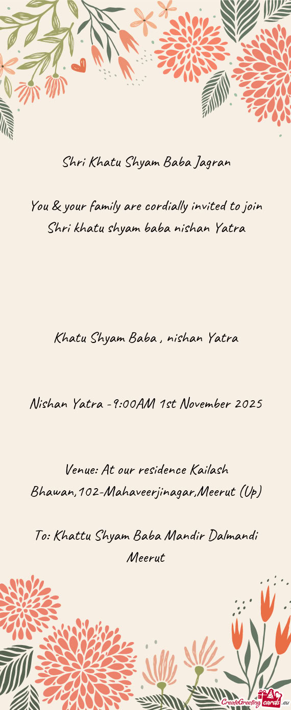 Nishan Yatra -9:00AM 1st November 2025
