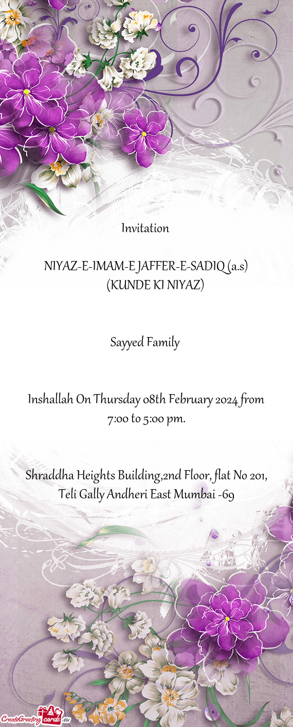 NIYAZ-E-IMAM-E JAFFER-E-SADIQ (a.s)