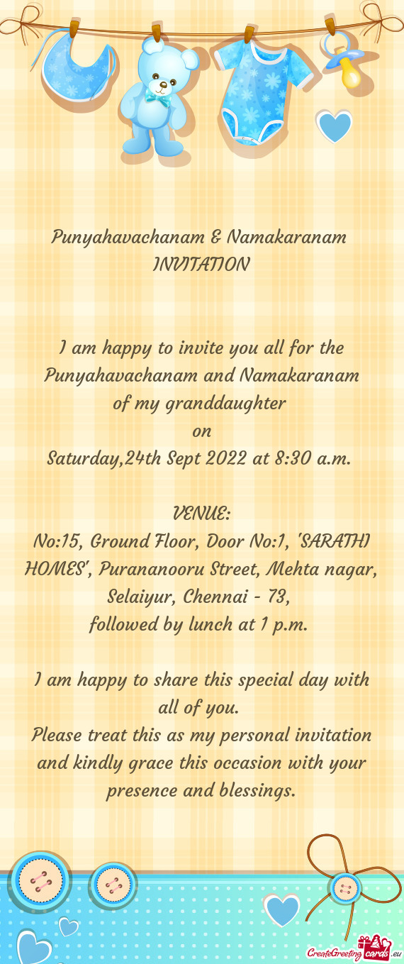 No:15, Ground Floor, Door No:1, "SARATHI HOMES", Purananooru Street, Mehta nagar, Selaiyur, Chennai