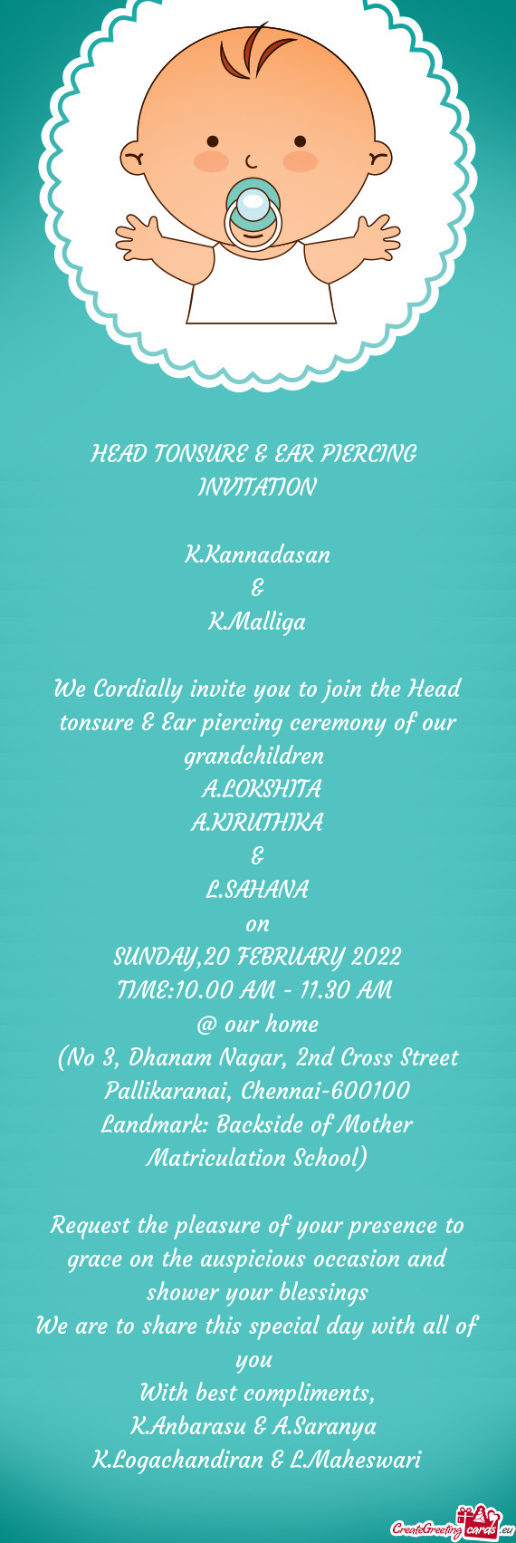 (No 3, Dhanam Nagar, 2nd Cross Street Pallikaranai, Chennai-600100