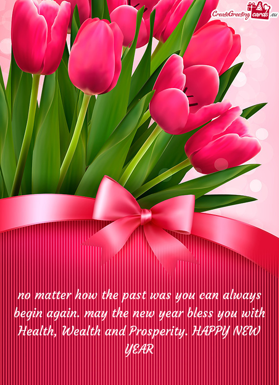 No matter how the past was you can always begin again. may the new year bless you with Health, Wealt