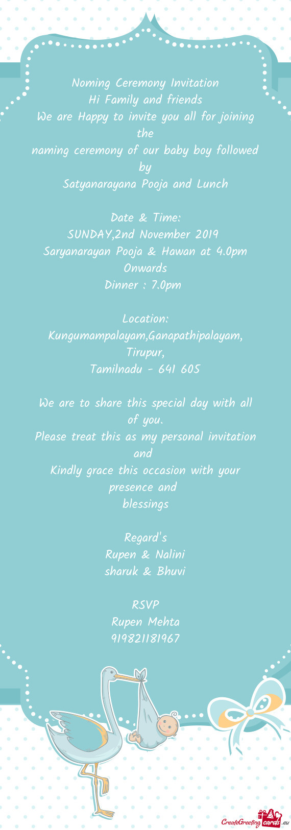 Noming Ceremony Invitation