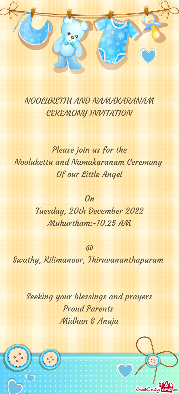 Noolukettu and Namakaranam Ceremony