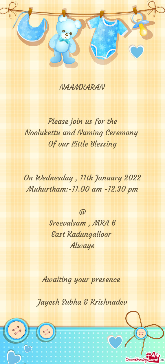 Noolukettu and Naming Ceremony