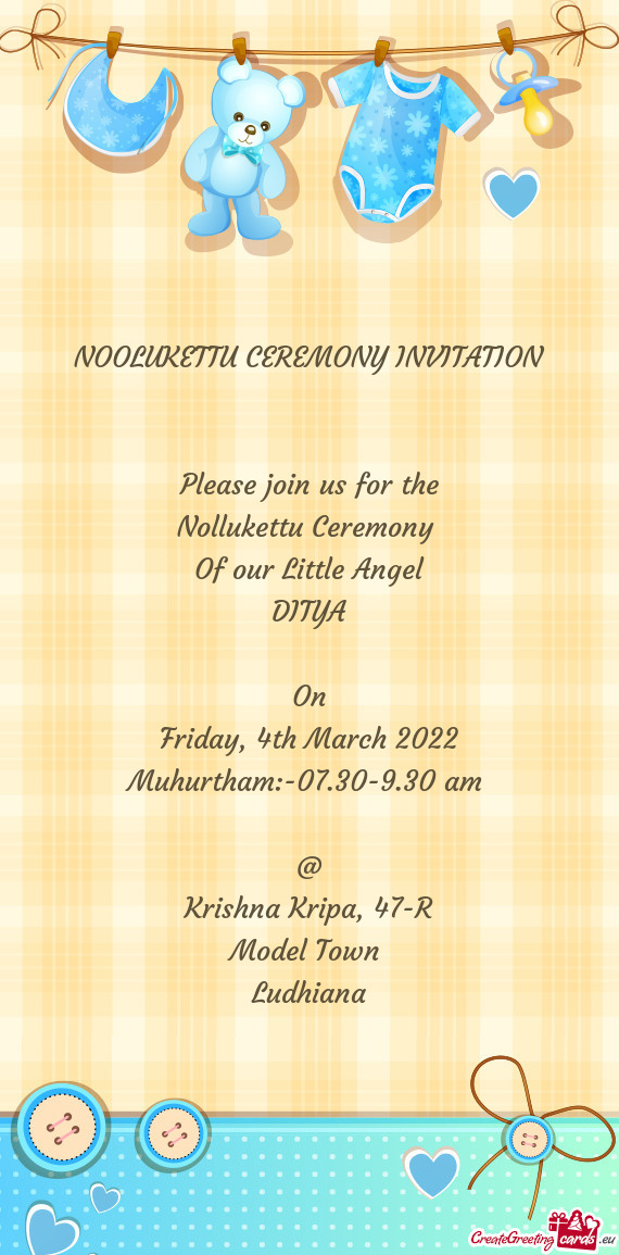 NOOLUKETTU CEREMONY INVITATION