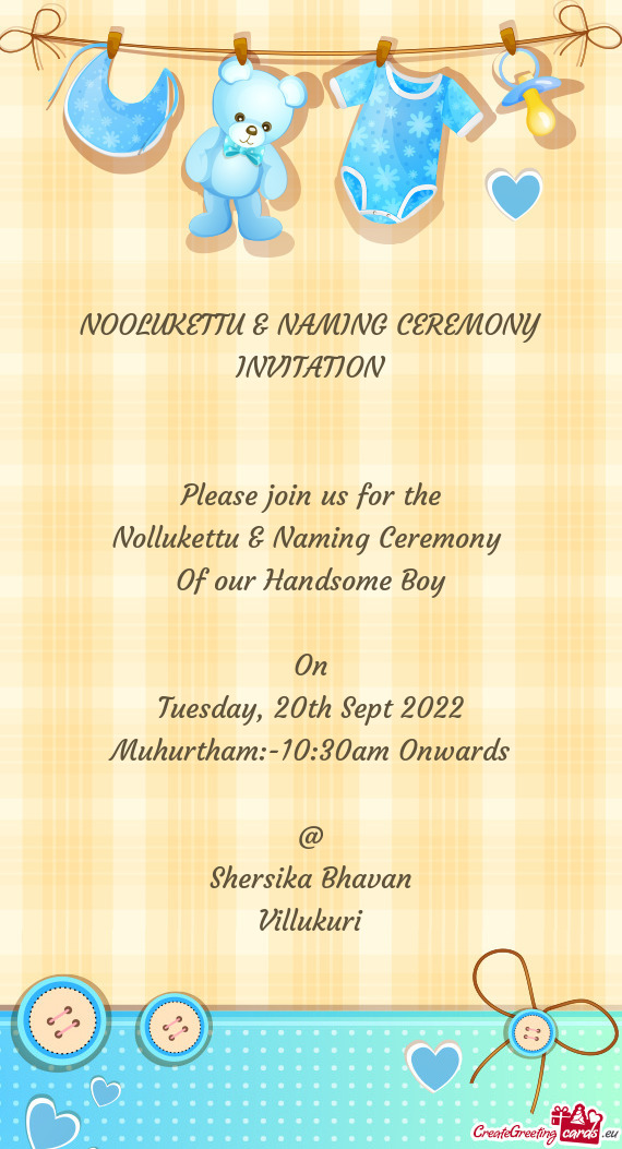 NOOLUKETTU & NAMING CEREMONY INVITATION