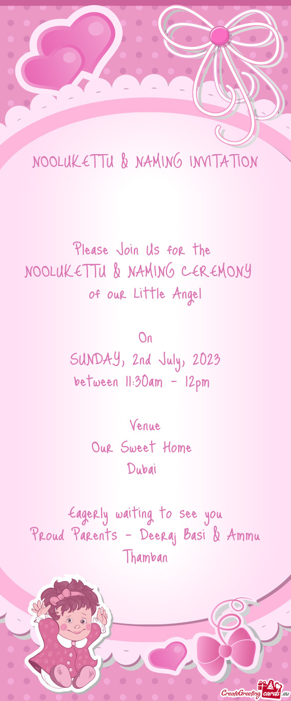 NOOLUKETTU & NAMING INVITATION