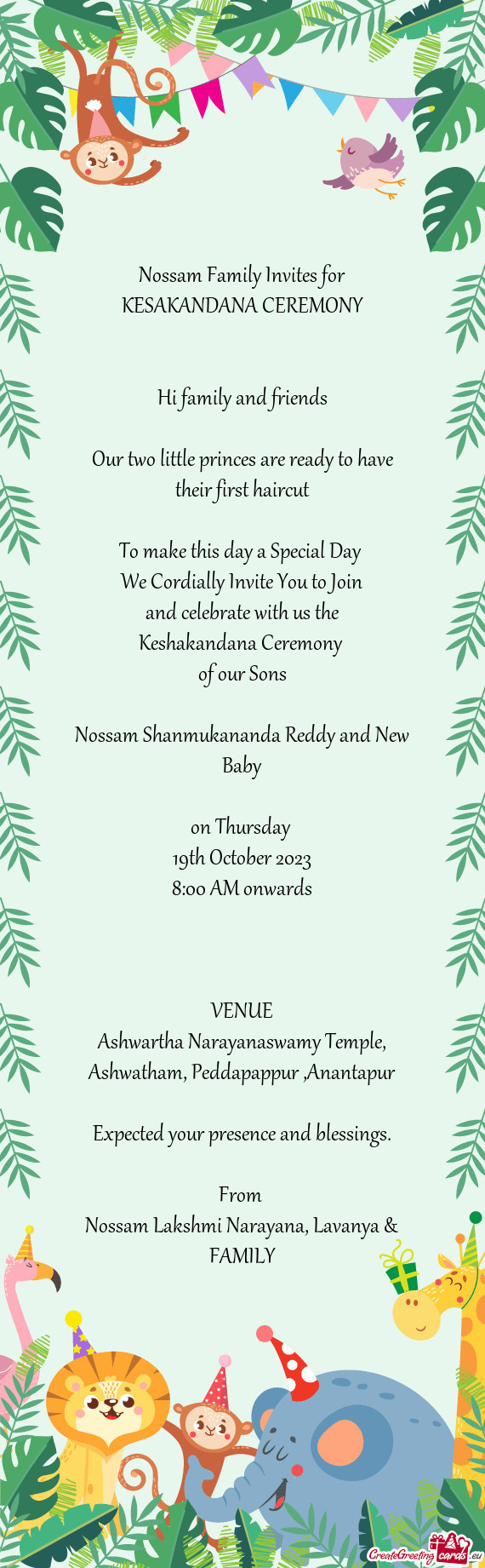 Nossam Family Invites for