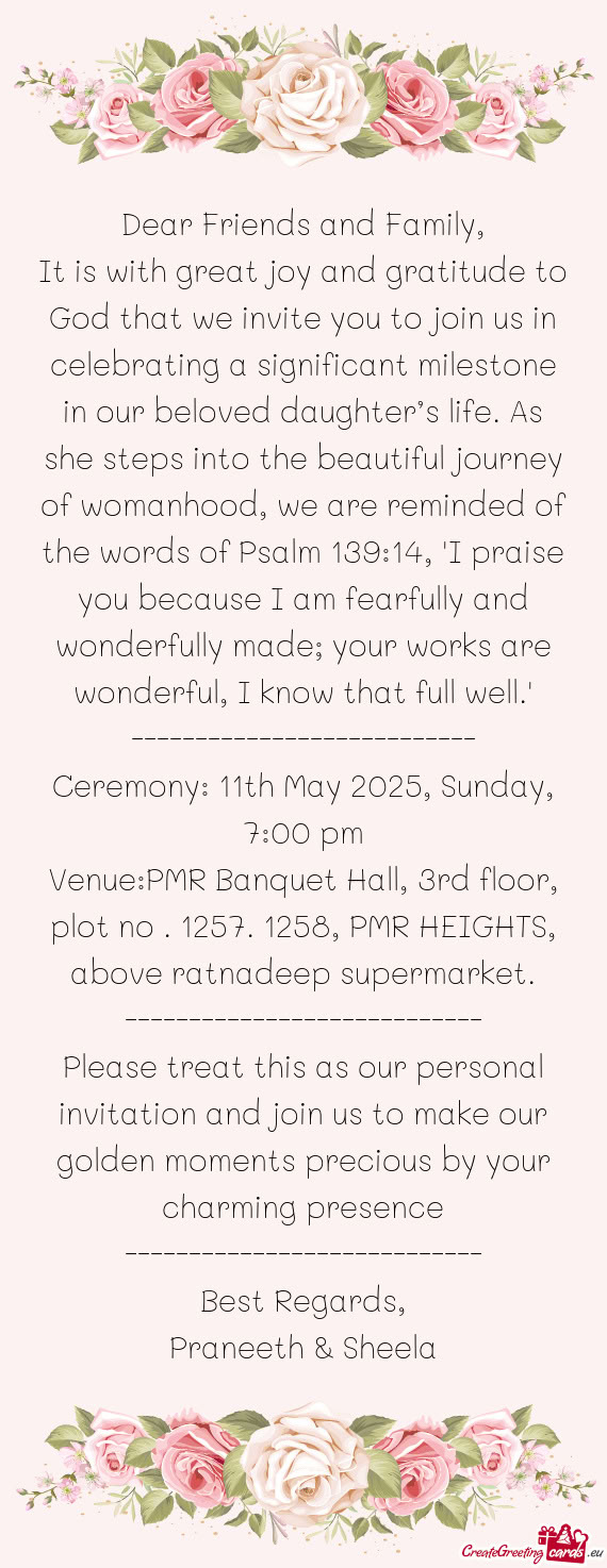 Nt milestone in our beloved daughter’s life