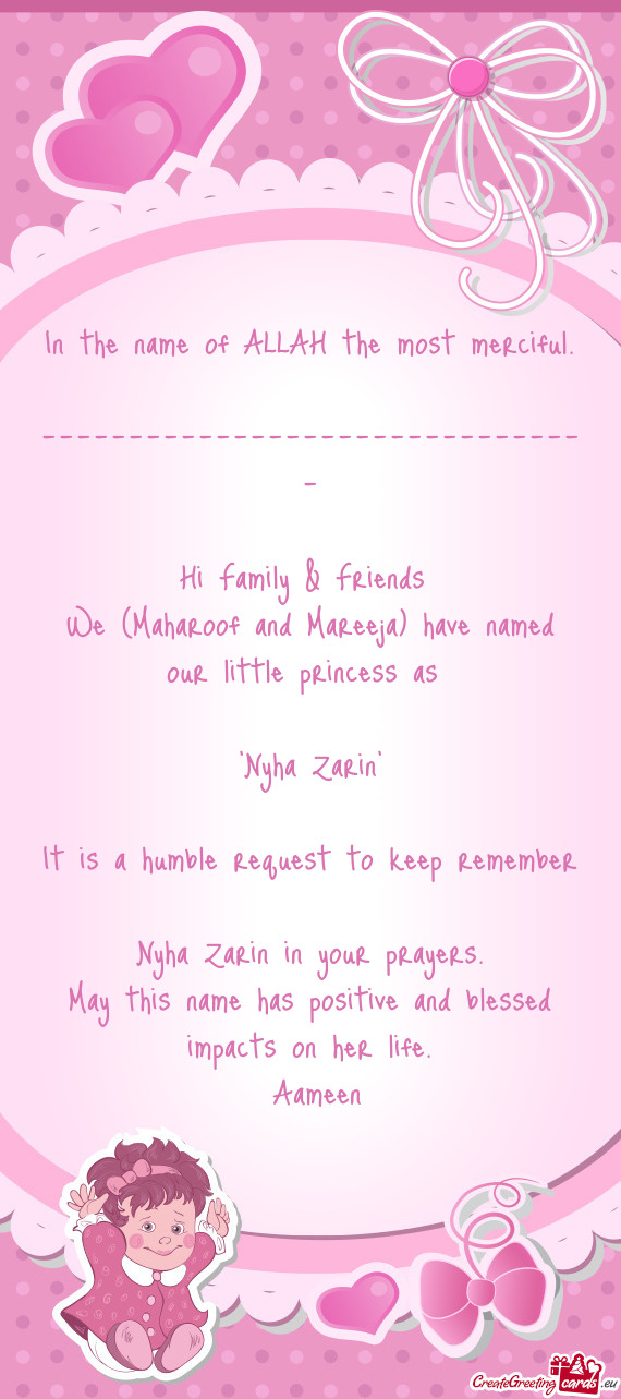 Nyha Zarin in your prayers