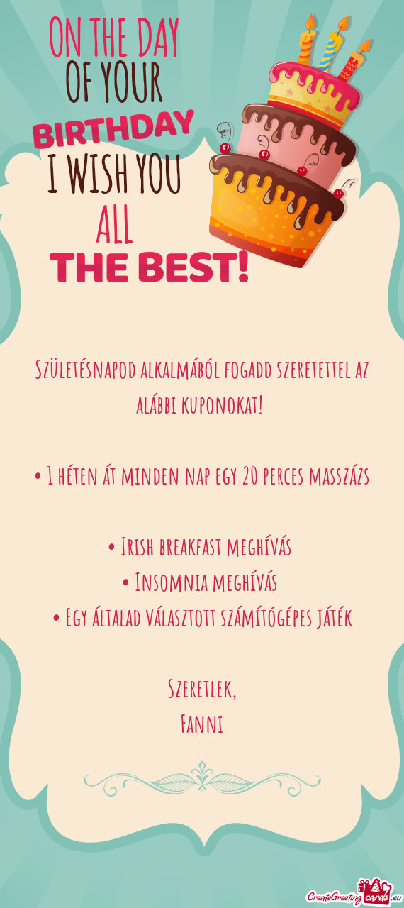 • 1 héten át minden nap egy 20 perces masszázs